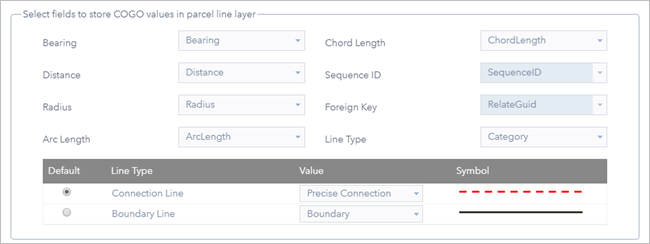 Select fields to store COGO values